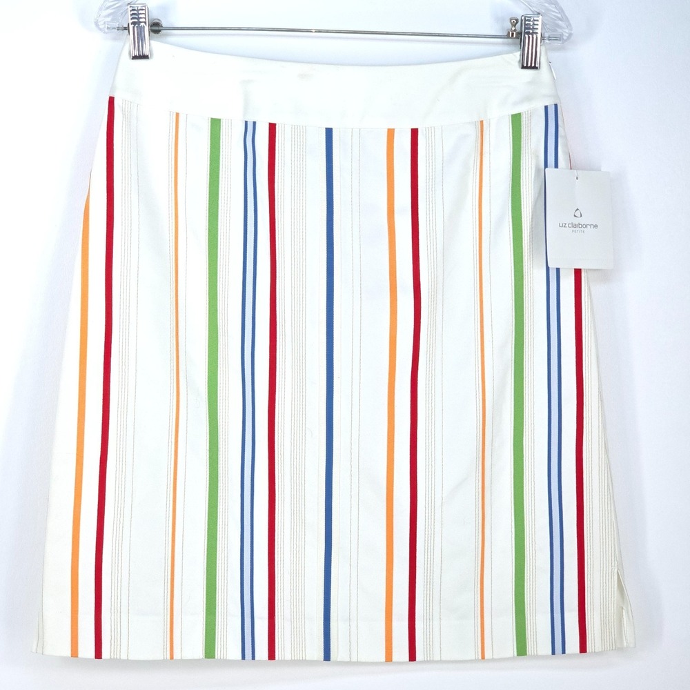 Liz‎ Claiborne Colorful A-Line Skirt Womens 6 Petite Candy Striped Light Summer